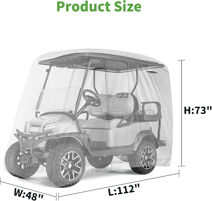 10L0L Universal 2-4 Passenger Golf Cart Cover for Yamaha, EZGO, Club Car, Waterproof Sunproof and Durable
