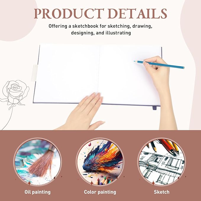 Moinchore Back to School Gifts Square Sketchbook 8 x 8 Inch Hardcover Art - Image 4