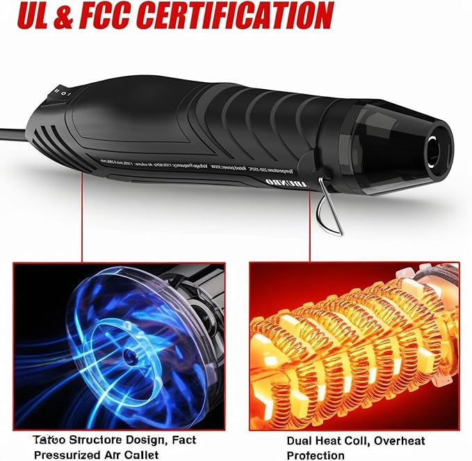 Mini Heat Gun, 300W Dual Temperature Hot Air Gun - Image 4
