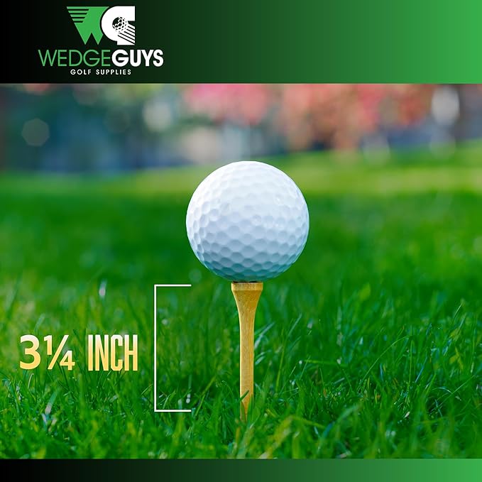 Wedge Guys Bamboo Golf Tees 2-3/4" & 3-1/4" | 100,250,500 or 1000 pcs. | Extra Durable & Stronger Than Wood Tees | Biodegradable & Less Friction | PGA Professional Approved, Golf Tees Bulk Bag