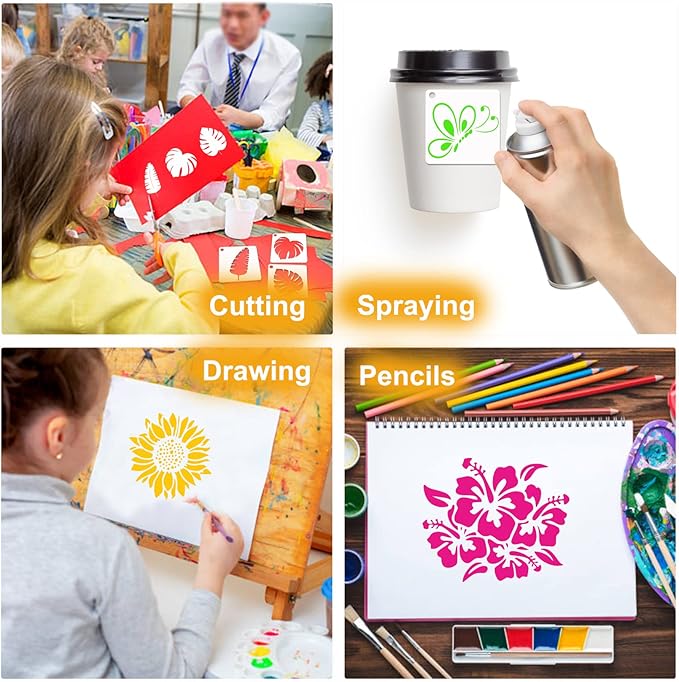 65Pcs Small Stencils for Painting on Wood Reusable, 3 Inch Reusable Stencil for - Image 6