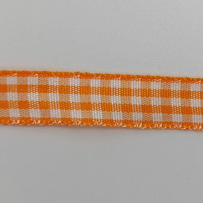 Orange Gingham Plaid Checked Ribbon 25 Yard Each Roll 100% Polyester - Image 9
