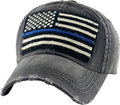 KBETHOS Flag USA America Military Thin Blue Line Thin Red Line Vintage Distressed Baseball Cap Dad Hat Unisex Adjustable…