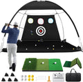 Golf Net, 10x7ft Golf Hitting Aid with Mat, Designed for Outdoor & Indoor Use, Practice Nets for Backyard Driving Real Balls, Ideal Gifts for Men Dad Husband & Golfers