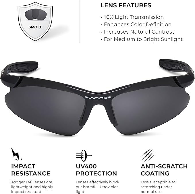 Xagger Kids Youth Polarized Sports Sunglasses for Boys Girls Baseball Softball Glasses TR90 Frame