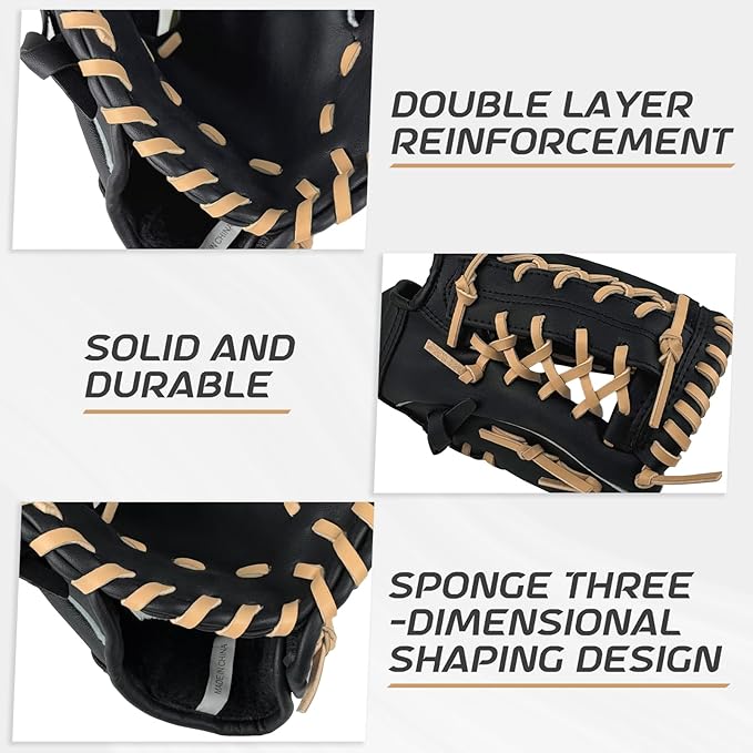Baseball Glove + Ball Sets, Softball Glove, Baseball Mitt, 10.5''-12.5'' for Youth/Adult Training and Beginner Play, Synthetic Leather Softball Mitt