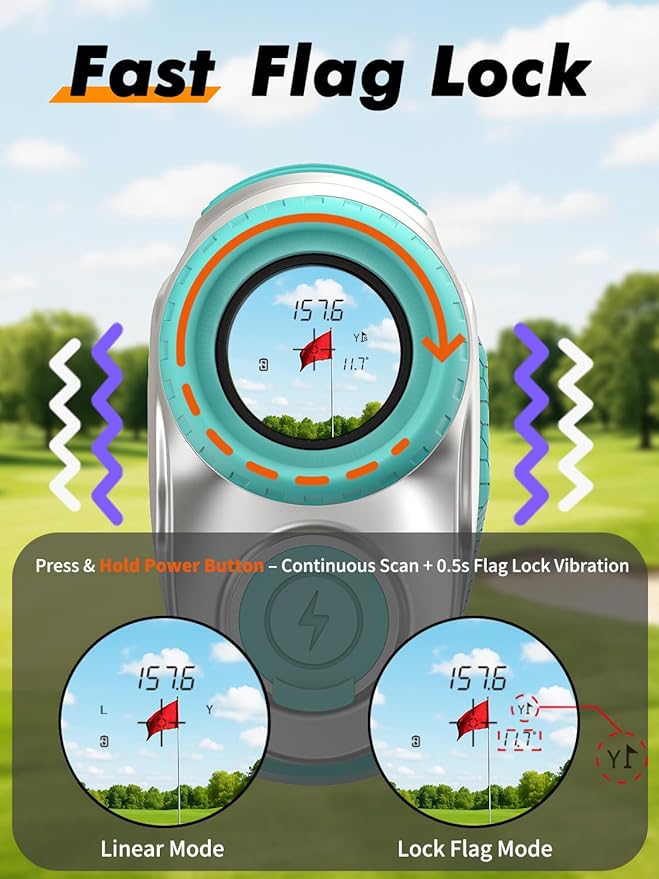 Magnetic Golf Rangefinder with Slope – 7X Magnification, 1300Y Range Finder Golf for All Levels, Fast Flag Lock Vibration, Rechargeable, Waterproof Golf Accessories for Men and Women