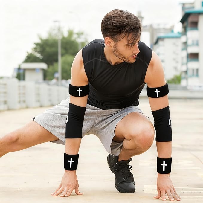 Cross Wrist Bands Bicep Bands Christian Arm Absorbent Sweat Wristbands Baseball Accessories Cross Sports Wristband for Football Baseball Sports Activities
