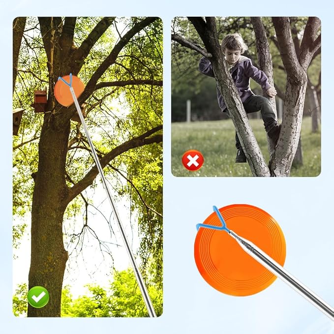 16 Feet Disc Golf Retriever Pole, Telescopic Discs Retriever with Stainless Steel Frame and Carry Bag, Extendable Disc-Golf Grabber Accessories Grabber for Tree, Bushes & Water