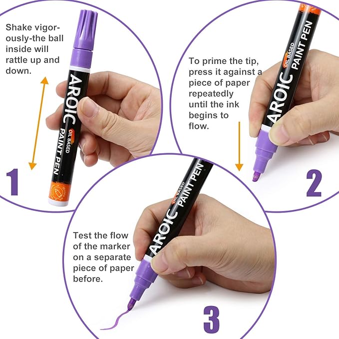 AROIC 48 Pack Oil-Based Paint Markers Medium Tip - Image 8