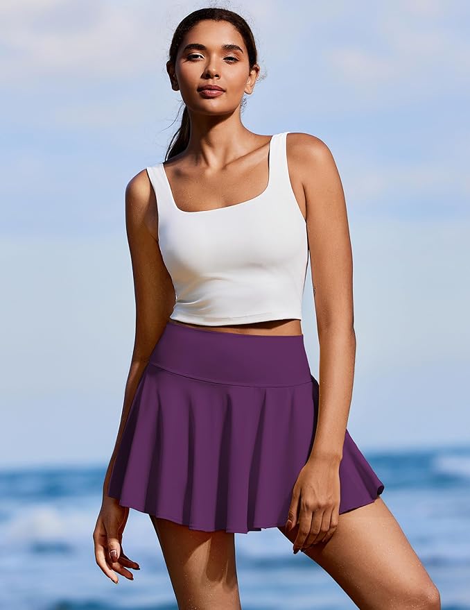 PINSPARK Womens Tennis Skirt Pleated Athletic Skirts with Pockets Shorts High Waisted Golf Skort for Workout Pickleball