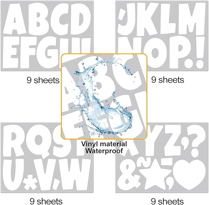 Bemeol Letter Stickers 351 Pieces 4 Inch Bulletin Board Letters Alphabet Cutout - Image 3