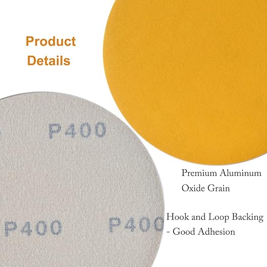 6-Inch No-Hole Hook and Loop Sanding Discs 400-Grit, Random Orbital Sandpaper - Image 5