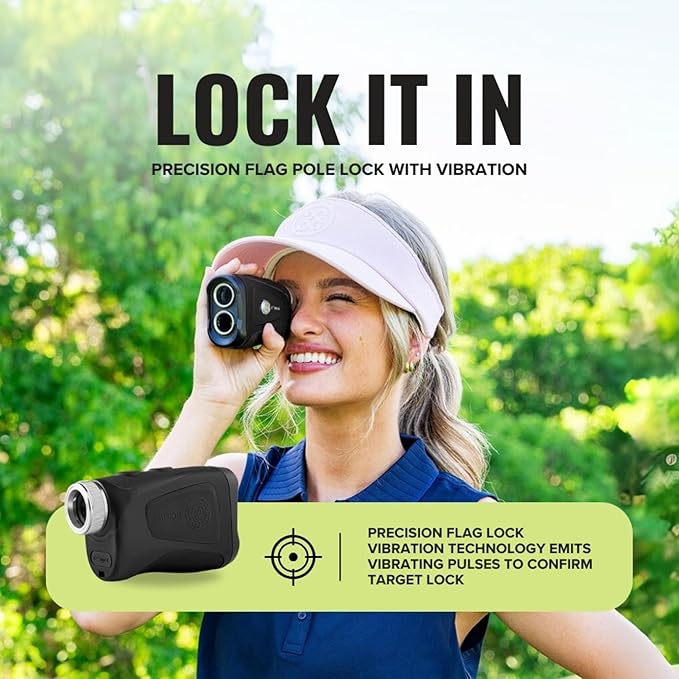 Pro Tour Golf Rangefinder with Slope - Range Finder Golf with Ultra-Strength Magnet - Laser Rangefinder with Slope Technology & Flag Pole Lock Vibration - Golf Range Finder