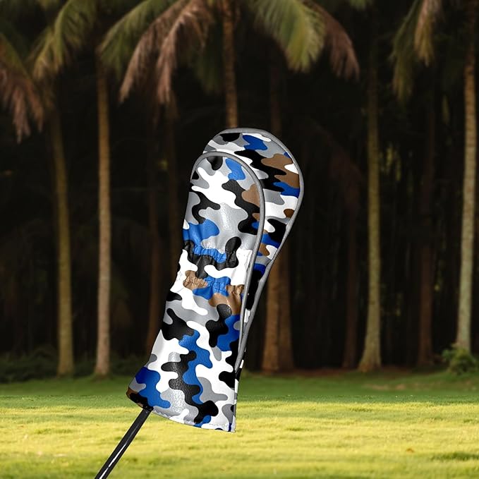 Golf Headcovers Fits Driver Hybrid Fairway 3/5 Wood, Waterproof PU Leather Golf Club Protector, Ideal Sports Accessories & Golfer Gift Colorful Geometry