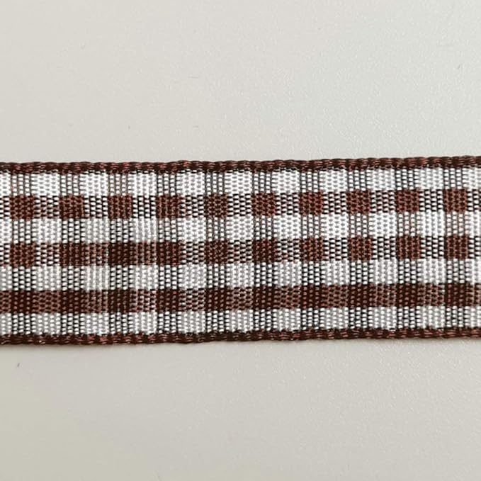 Micomon Brown and White Gingham Ribbon Buffillo Gingham Ribbon 25 Yards Each - Image 9