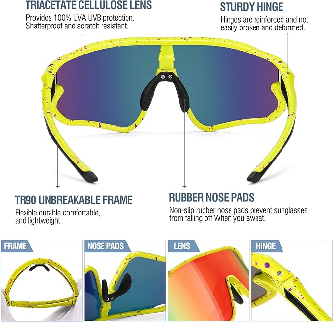 DUCO Kids Sunglasses Youth Baseball Sun Glasses Lightweight TR90 Frame UV400 Sports Cycling Shades for Boys Girls DK268