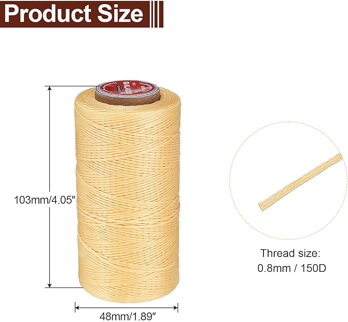 uxcell Flat Leather Sewing Waxed Thread, 270m / 295 Yards Polyester Wax String - Image 2