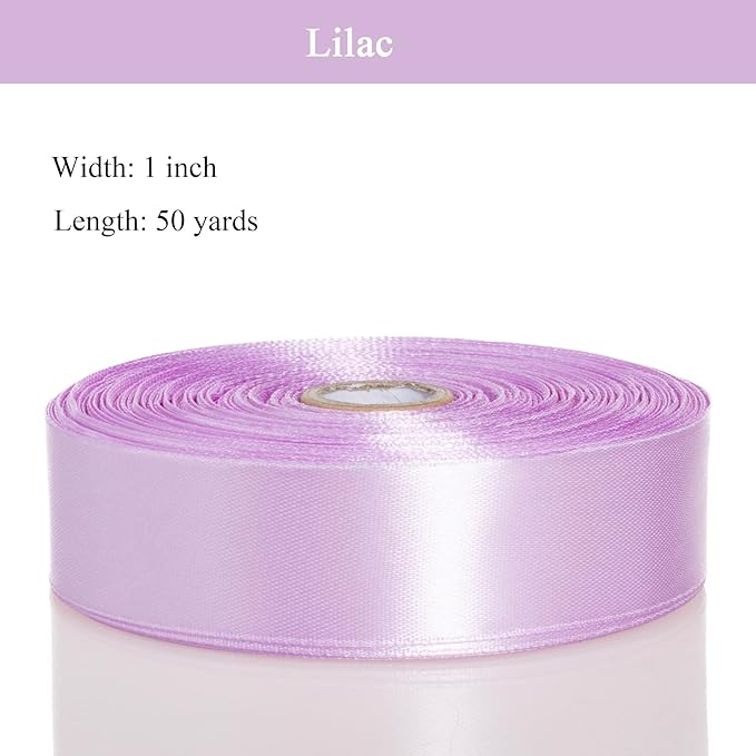 1 Inch Lilac Solid Satin Ribbon, 50 Yards Craft Fabric Ribbon - Image 3