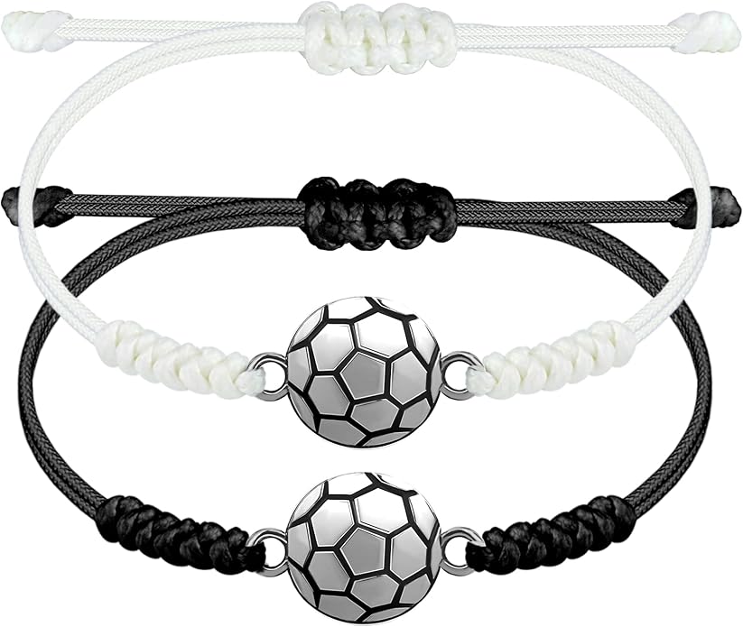 SmileBelle 2 PCS Sport Bracelets, Graduation Bracelets Volleyball Soccer Gifts Baseball Basketball Bracelet Football Jewelry for Son Daughter Fans as Sport Accessories Jewelry