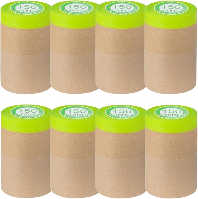 Pre-Taped Painting Masking Paper: 8 Rolls 6 Inch x 50 Feet Tape and Drape by KUANVE