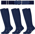 Haysandy Baseball or Softball Sock and Belt Combo Set 3 Football Baseball Socks with Softball Belt for Youth Boys Kids