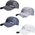 4 Pack Quick Drying Baseball Cap Bulk, Breathable Performance Running Hats, Mesh Lightweight UPF 50+ Sports Hats