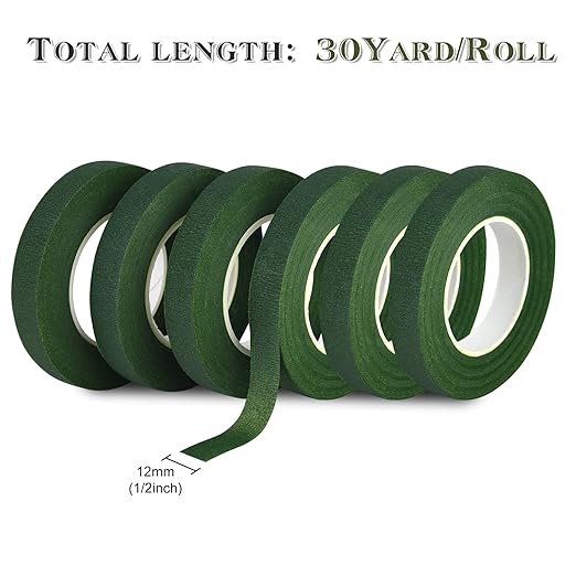 FEPITO 1/2" Wide Dark Green Floral Tapes Florist Tape - Image 2
