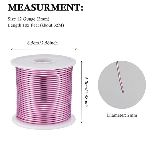 12 Gauge Pink Aluminum Craft Wire - Image 3