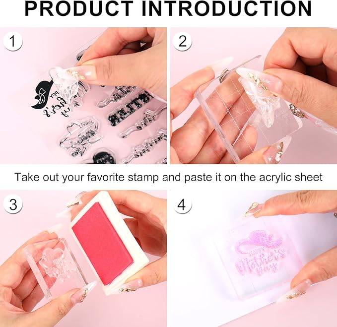 Whaline 4 Sheets Mother's Day Clear Stamps Greeting Words Silicone Transparent - Image 3