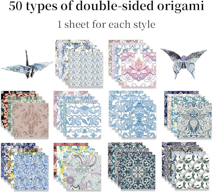 Square Origami Paper 6x6 Double Sided 50 Sheets 50 Colors 70GSM Origami Kit - Image 3