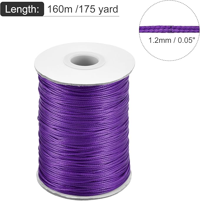 MECCANIXITY Waxed Cord 1.2mm Waxed Polyester Cord 175 Yard Wax String - Image 2