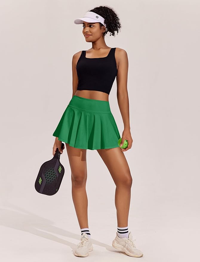 PINSPARK Womens Tennis Skirt Pleated Athletic Skirts with Pockets Shorts High Waisted Golf Skort for Workout Pickleball