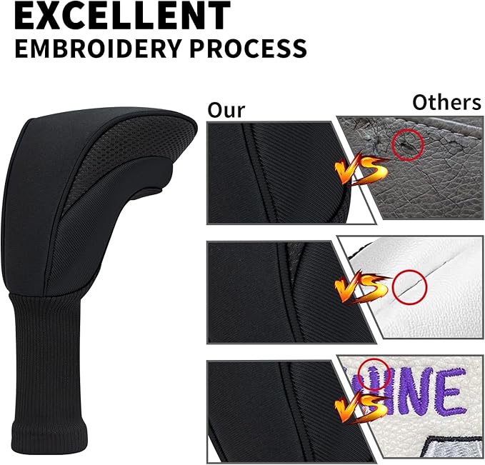 Golf Club Head Covers for Woods 3/4/5/6 Pieces Long Neck Mesh Sports Golf Club Headcovers Set with Interchangeable No. Tags 3 4 5 6 7 X Golf Accessories for Men Women