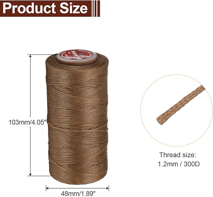 uxcell Flat Leather Sewing Waxed Thread, 140m / 153 Yards Polyester Wax String - Image 2