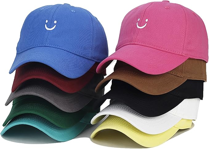Umeepar Smile Face Baseball Cap for Women Men Adjustable Low Profile Unstructured Cotton Dad Hat
