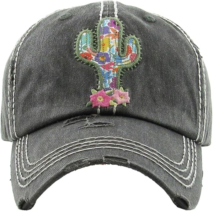Funky Junque Distressed Vintage Baseball Cap - Embroidered Patch Women's Hat - Holiday, Lifestyle & Patriotic Designs