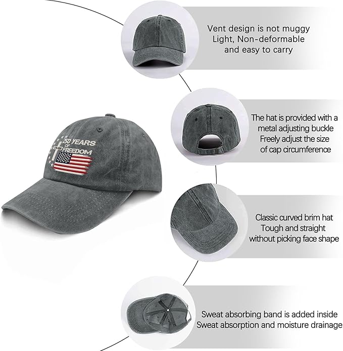 US 250th Anniversary Hat, Patriotic Embroidered Cap, 1776-2026 Freedom Celebration, 250 Years American History Gift Patriots