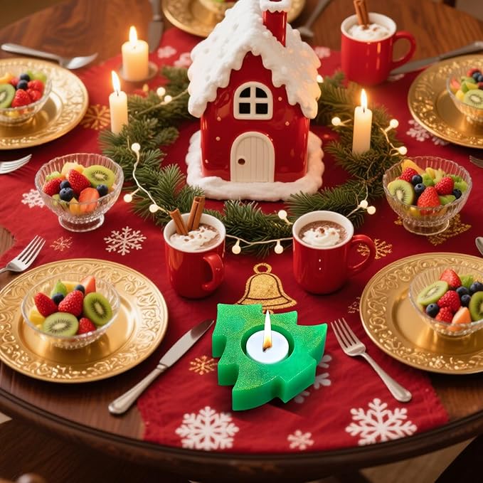 2PCS Christmas Resin Molds Christmas Tree Candle Holder Resin Molds Snowflake - Image 6