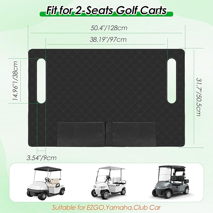Golf Cart Seat Covers,Breathable Golf Cart Seat Towel Blanket for EZGO,Yamaha,Club Car Soft Seat Cover with 4 Front Pockets & Nonskid Bottom for Golf Decorations Accessories