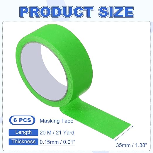 MECCANIXITY Masking Tape 1.4 Inch x 21 Yard Painter's Tape Green Paint Tapes - Image 2