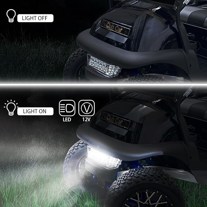 LED Headlight Kit with Front Bumper for Club Car Precedent 2004-Up, Street Legal Golf Cart Light Assembly with Turn Signal, 12V Replacement for Electric & Gas Models