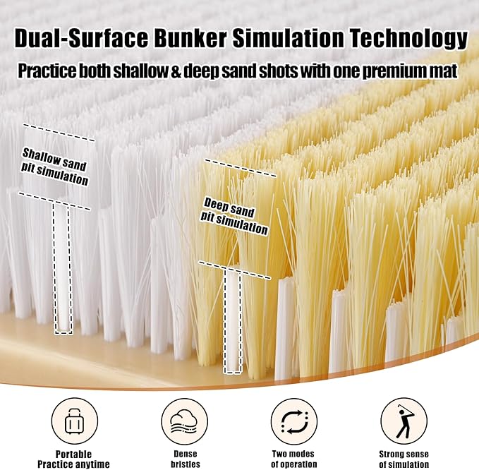 Golf Bunker Practice Mat – Dual Sand Trap Trainer with Shallow & Deep Pit Simulation – Portable 15.7"x11.8" Golf Chipping Mat for Indoor & Outdoor Practice – for All Skill Levels