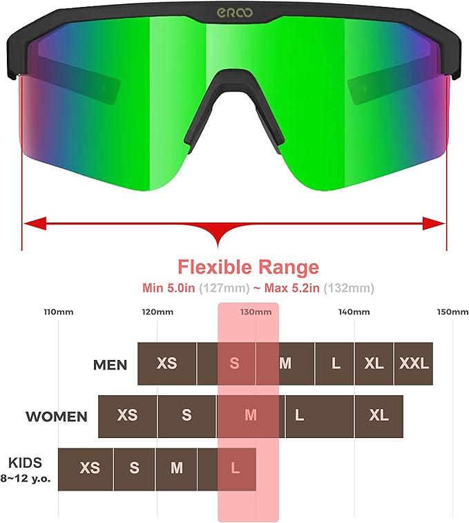 Eazyrun Kids Polarized Sports Sunglasses for Age 8-12 Youth Baseball Softball Cycling Glasses UV Protection for Boy Girl