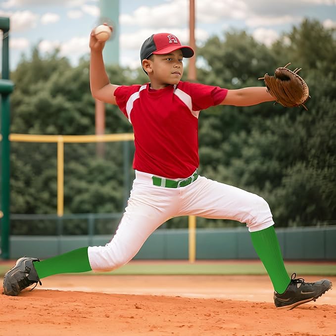 Dxhycc Youth Baseball Socks and Belt Combo Set Softball Baseball Socks and Elastic Waist Belt for Youth Boys Girls