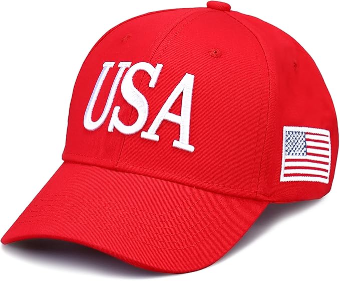 USA Trucker Hat for Men & Women American Flag Cap Adjustable Baseball Cap Mesh Snap Patriotic 3D Embroidered Cap
