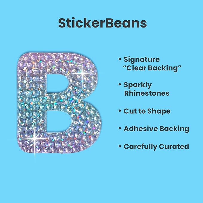 StickerBeans® Rhinestone Alphabet Letter Sticker B - Image 2