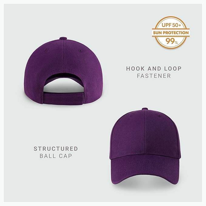 2-Pack Classic Structured Baseball Cap Adjustable Snapback Multipack Ball Caps for Custom Embroidery Running Workouts Outdoor