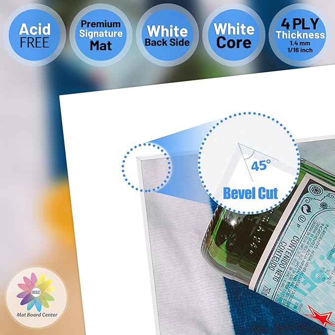 Mat Board Center, 20x20 for 16x16 White Photo Picture Mats - Image 3