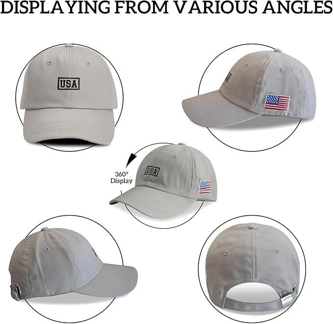 American Flag Patriotic Baseball Cap | Embroidered USA Flag 100% Cotton Adjustable Hat for Men & Women